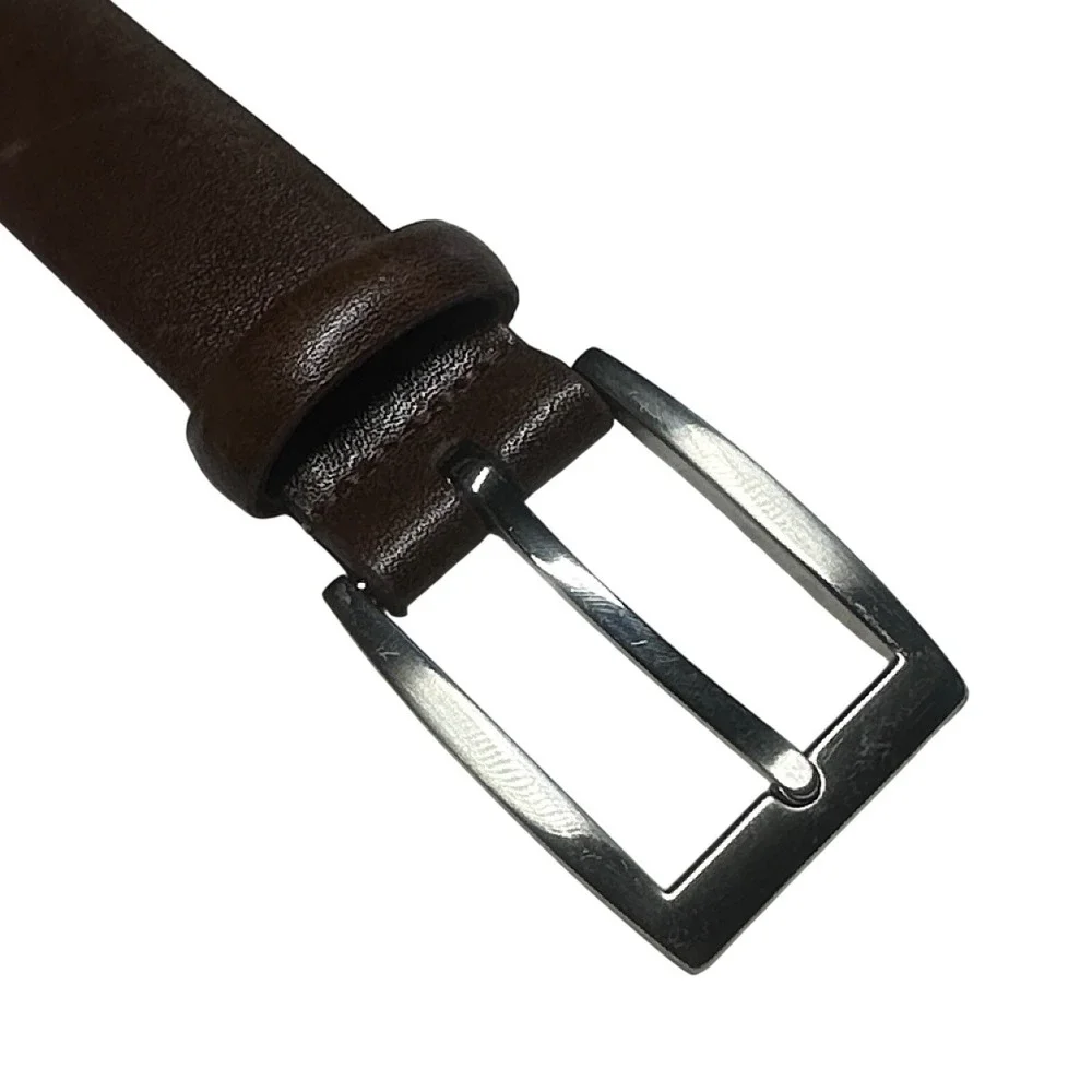 Jos. A. Bank Leather Belt Mens 44 Brown Silver Buckle‎ NWT